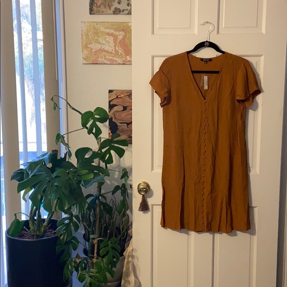 Madewell V Neck Shift Stress Gold Mustard sz S - Picture 4 of 5